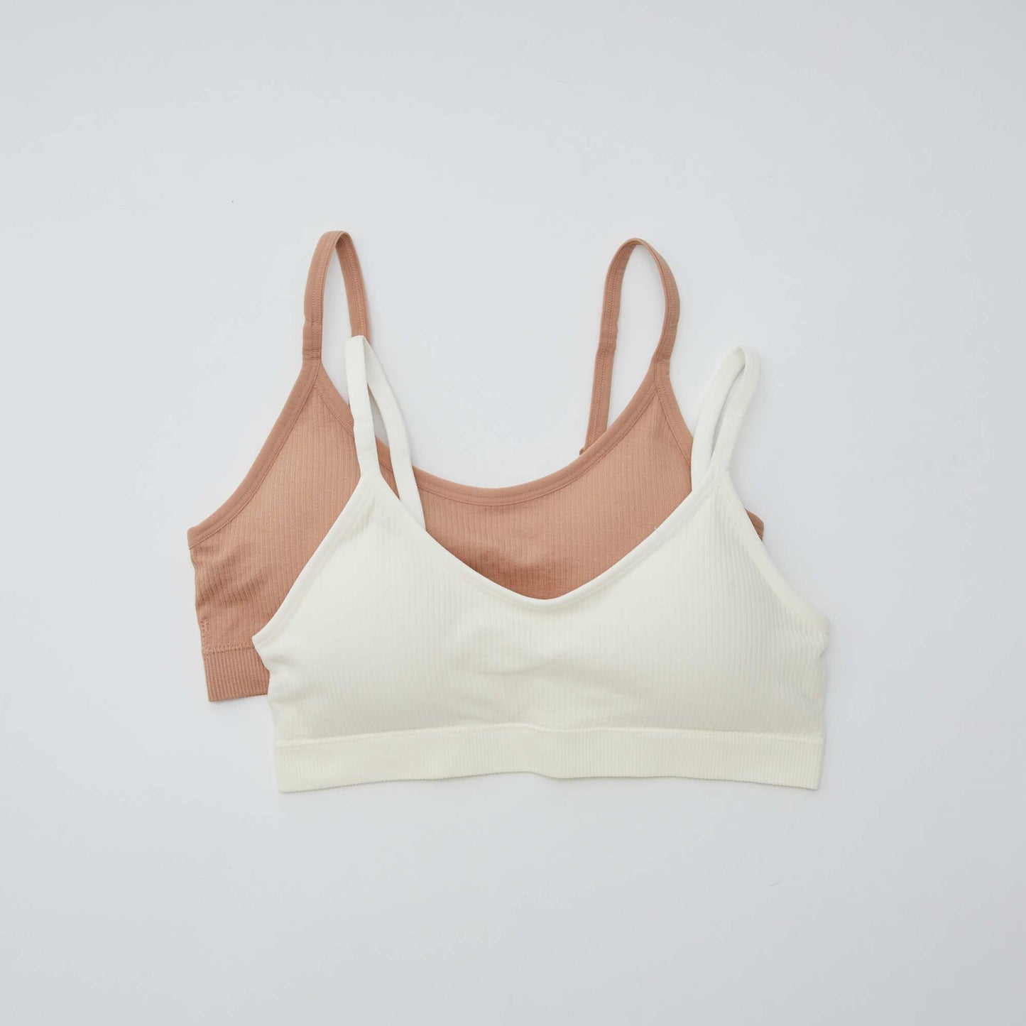 2 ცალიანი შეფუთვა ვერტიკალურ ღარიანი bralettes PINK