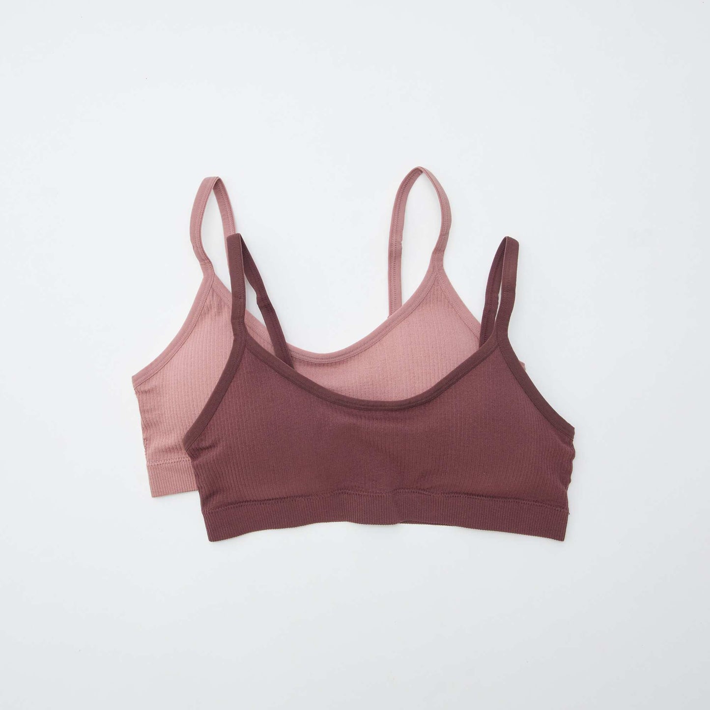2 ცალიანი შეფუთვა ვერტიკალურ ღარიანი bralettes PINK