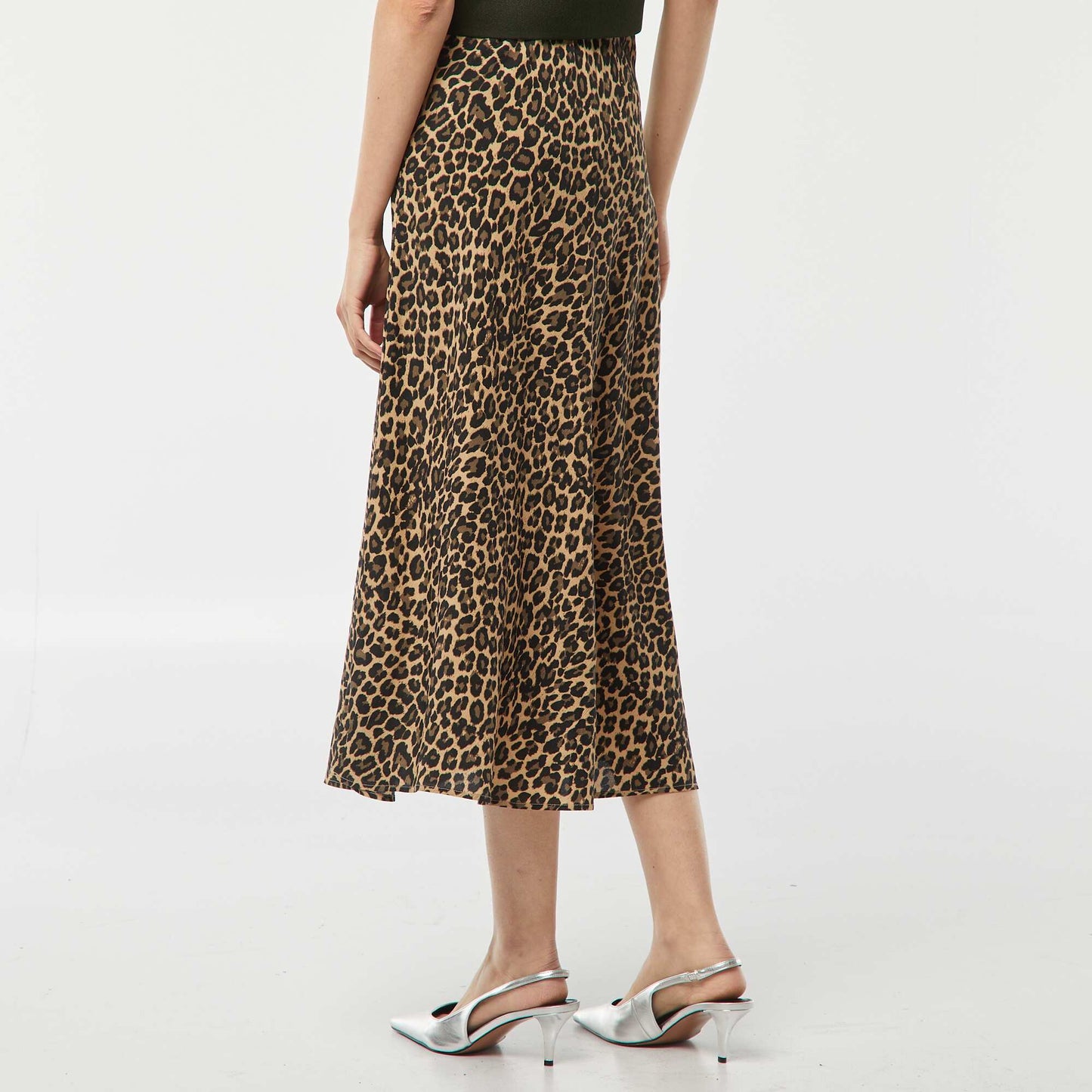 Leopard print midi skirt BEIGE