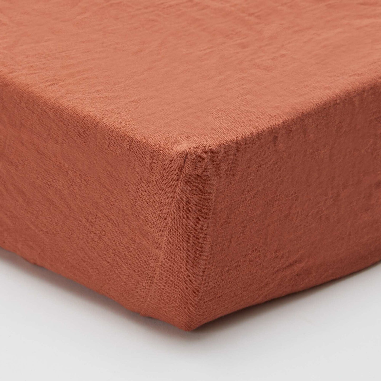Cotton gauze fitted sheet for single bed (90 x 190 cm) - Kiabi Home BROWN