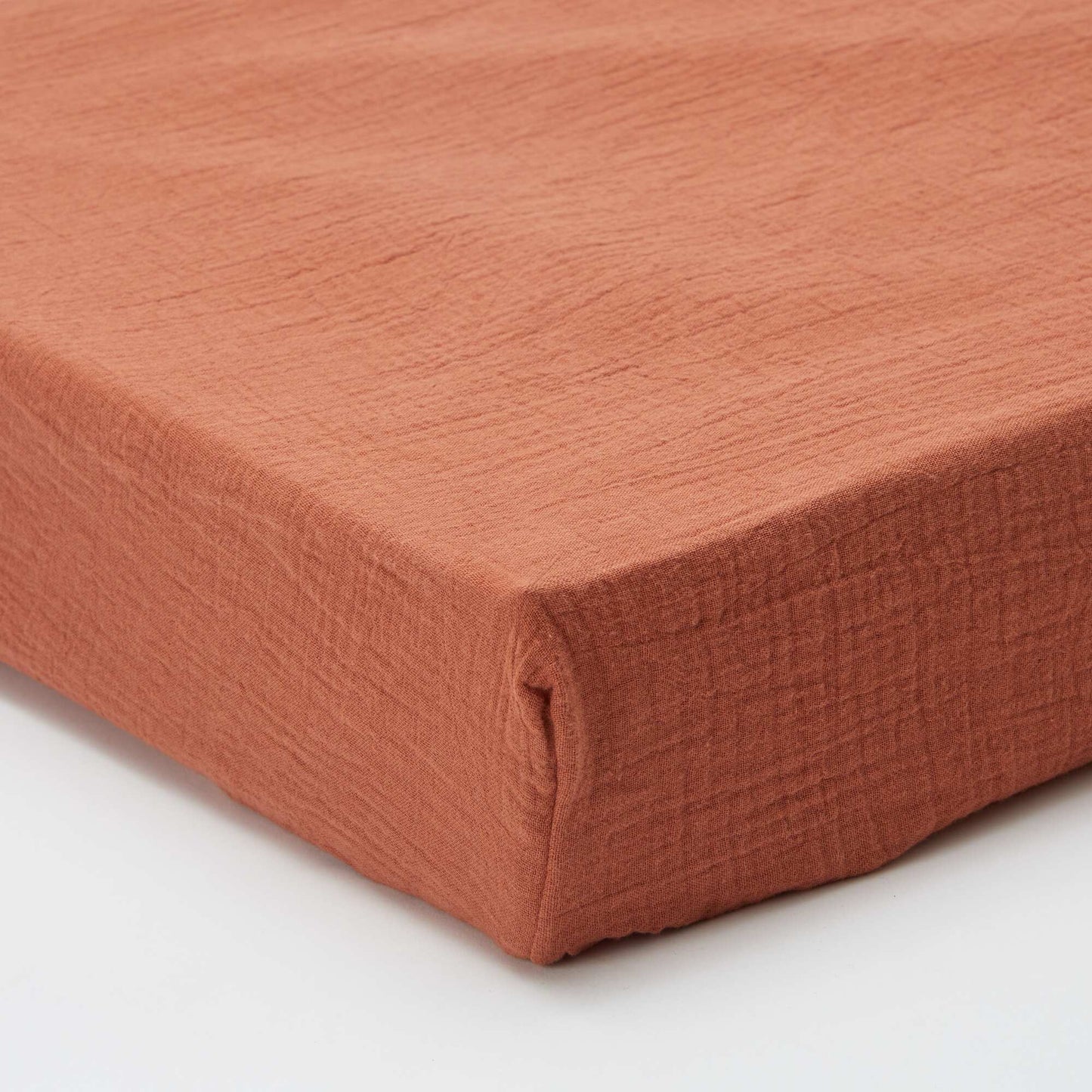 Cotton gauze fitted sheet for double bed (140 x 200 cm) - Kiabi Home BROWN