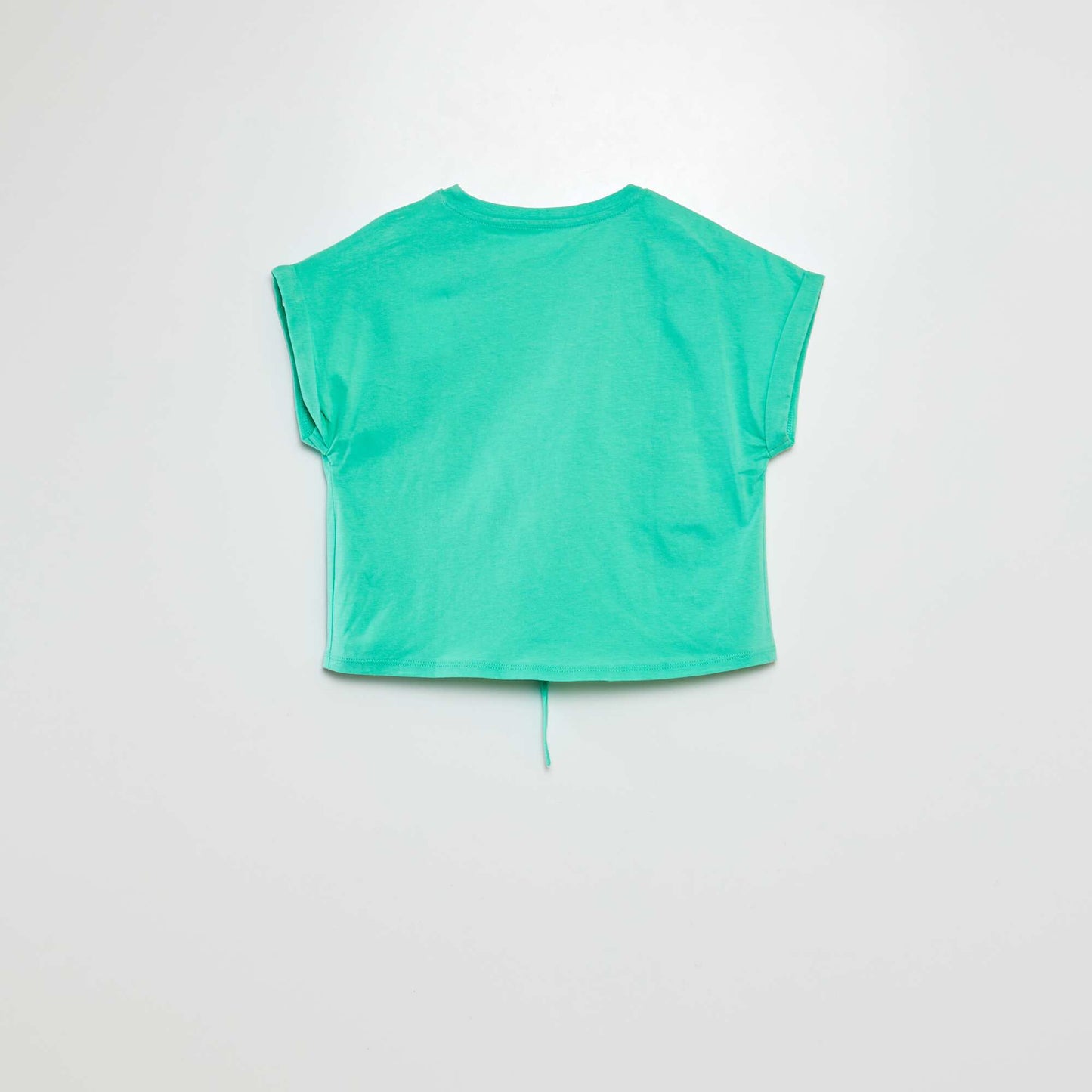 Short-sleeved T-shirt with tie fastenings at the hem GREEN