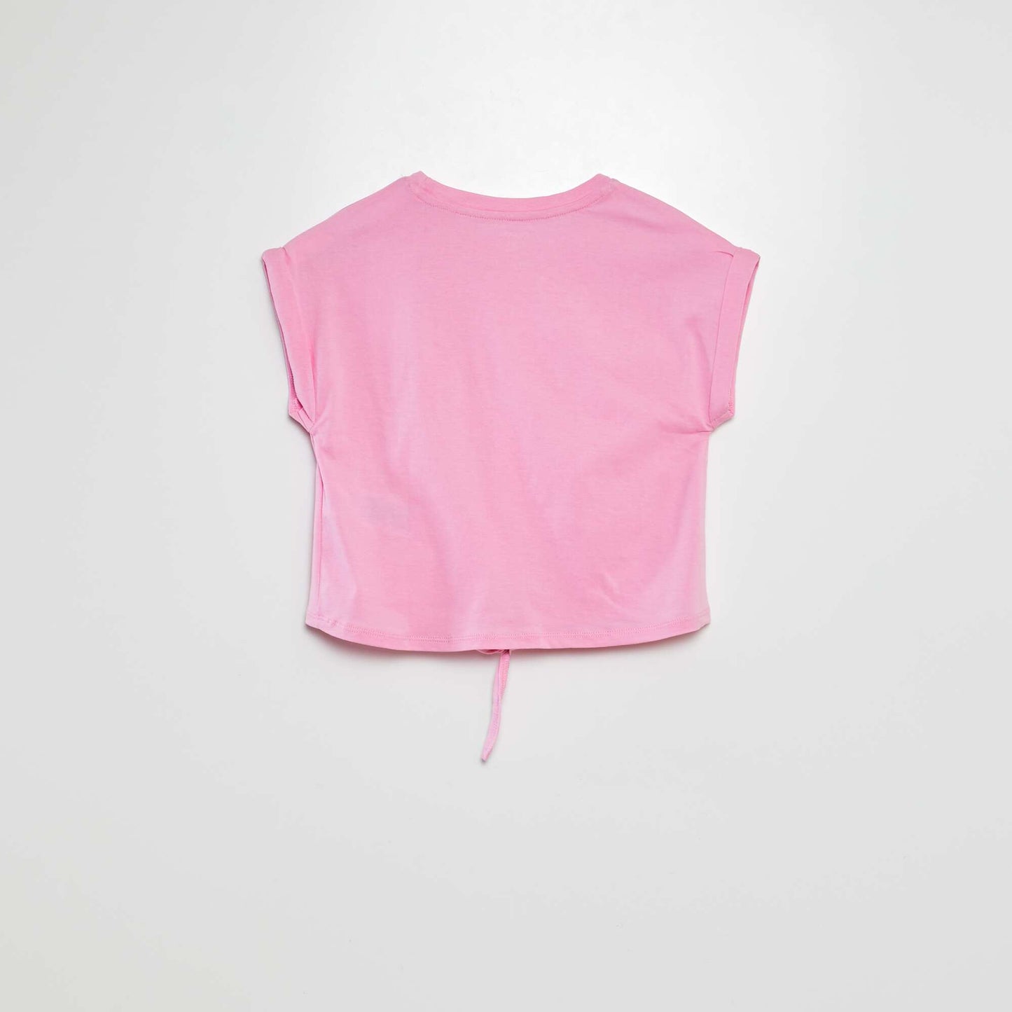 Short-sleeved T-shirt with tie fastenings at the hem PINK