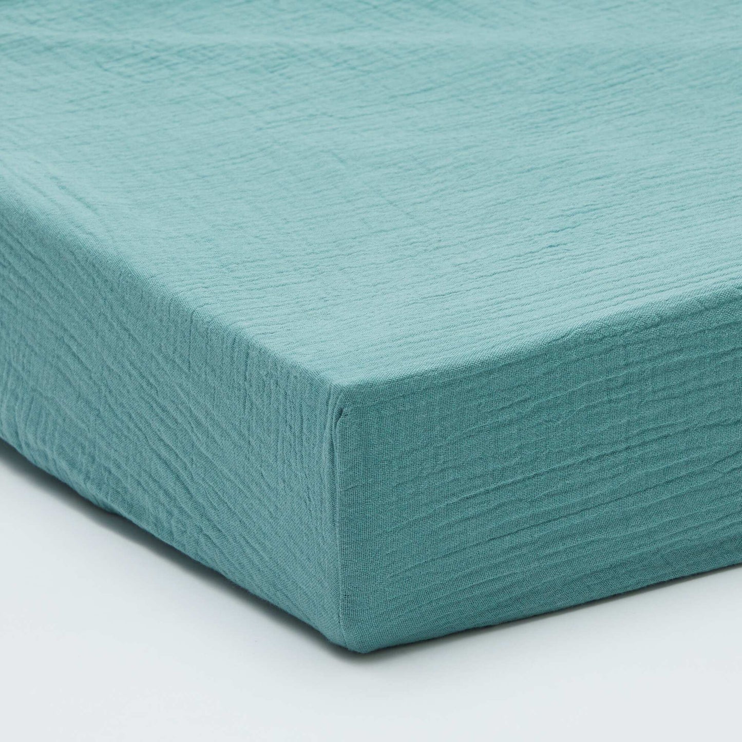 Double cotton gauze fitted sheet for double bed (180 x 200 cm) - Kiabi Home GREEN