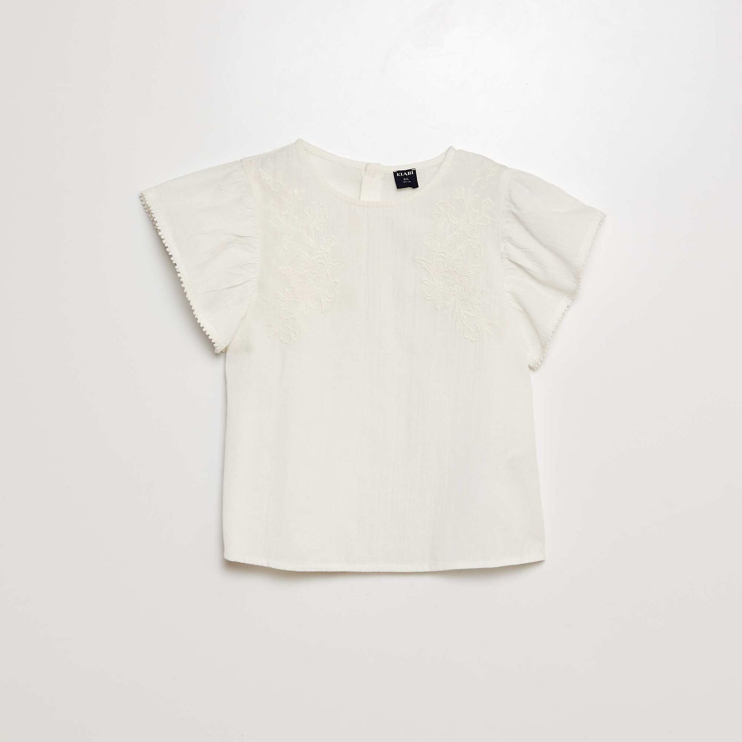 Short-sleeved embroidered blouse WHITE