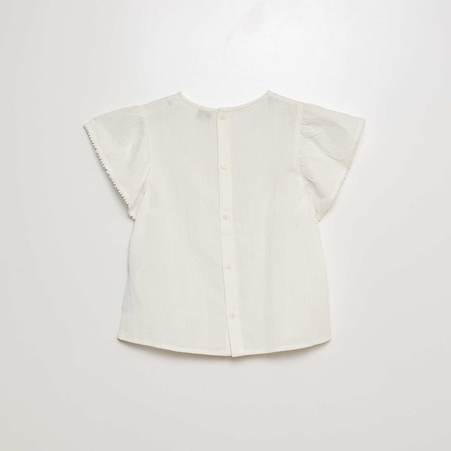 Short-sleeved embroidered blouse WHITE