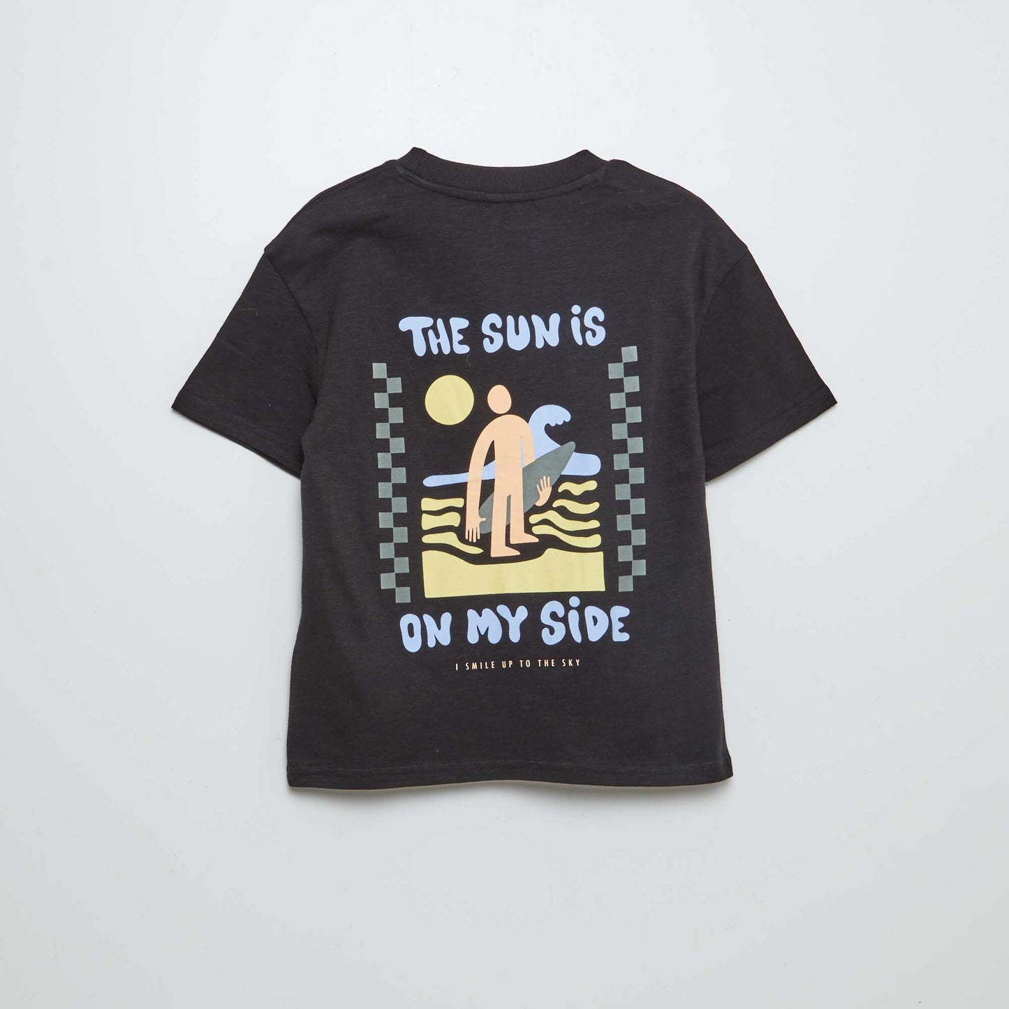 Short-sleeved T-shirt with prints and breast pocket BLACK