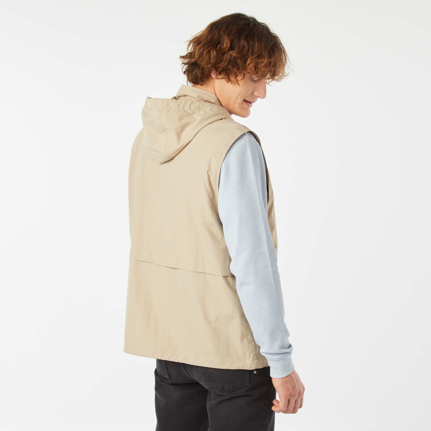 Showerproof windcheater with detachable sleeves BEIGE