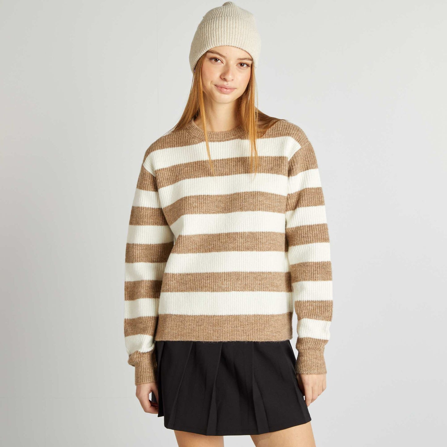 Striped wool-blend sweater GREEN