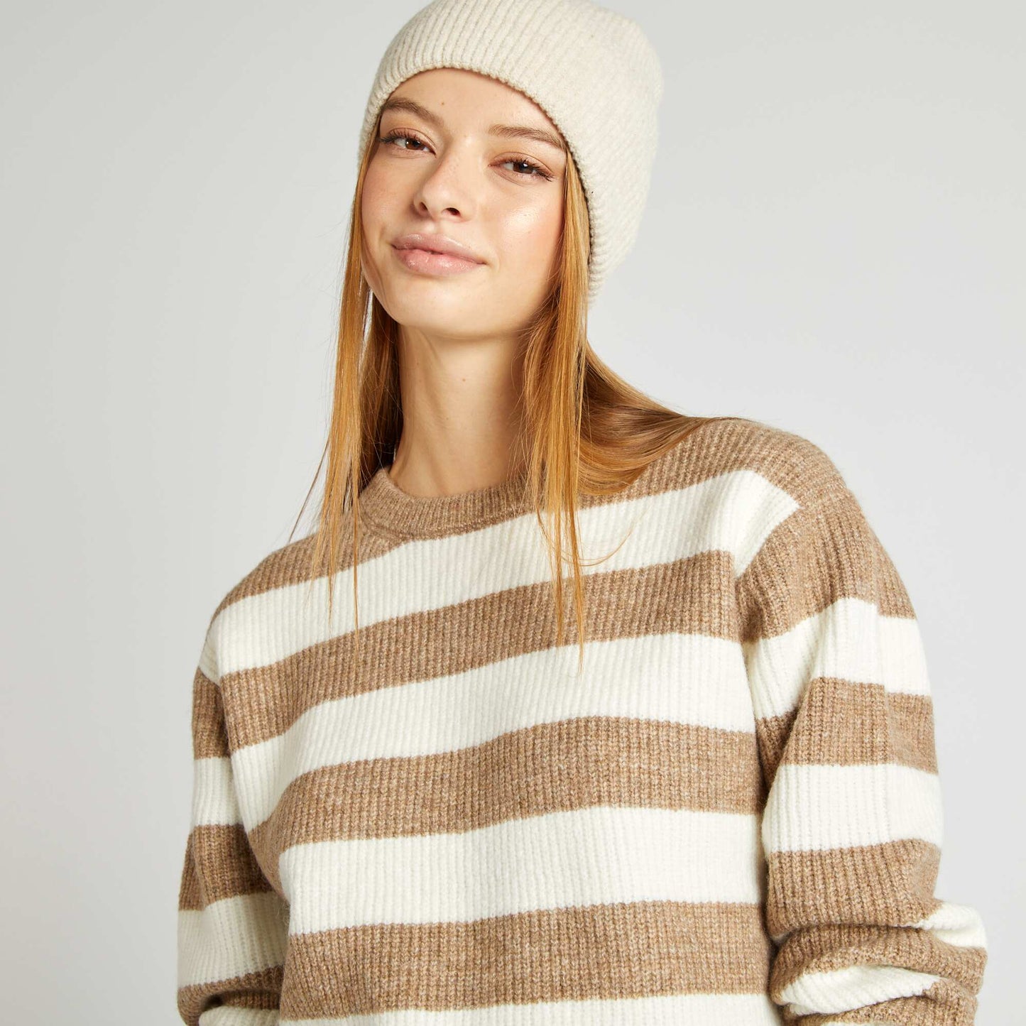 Striped wool-blend sweater GREEN