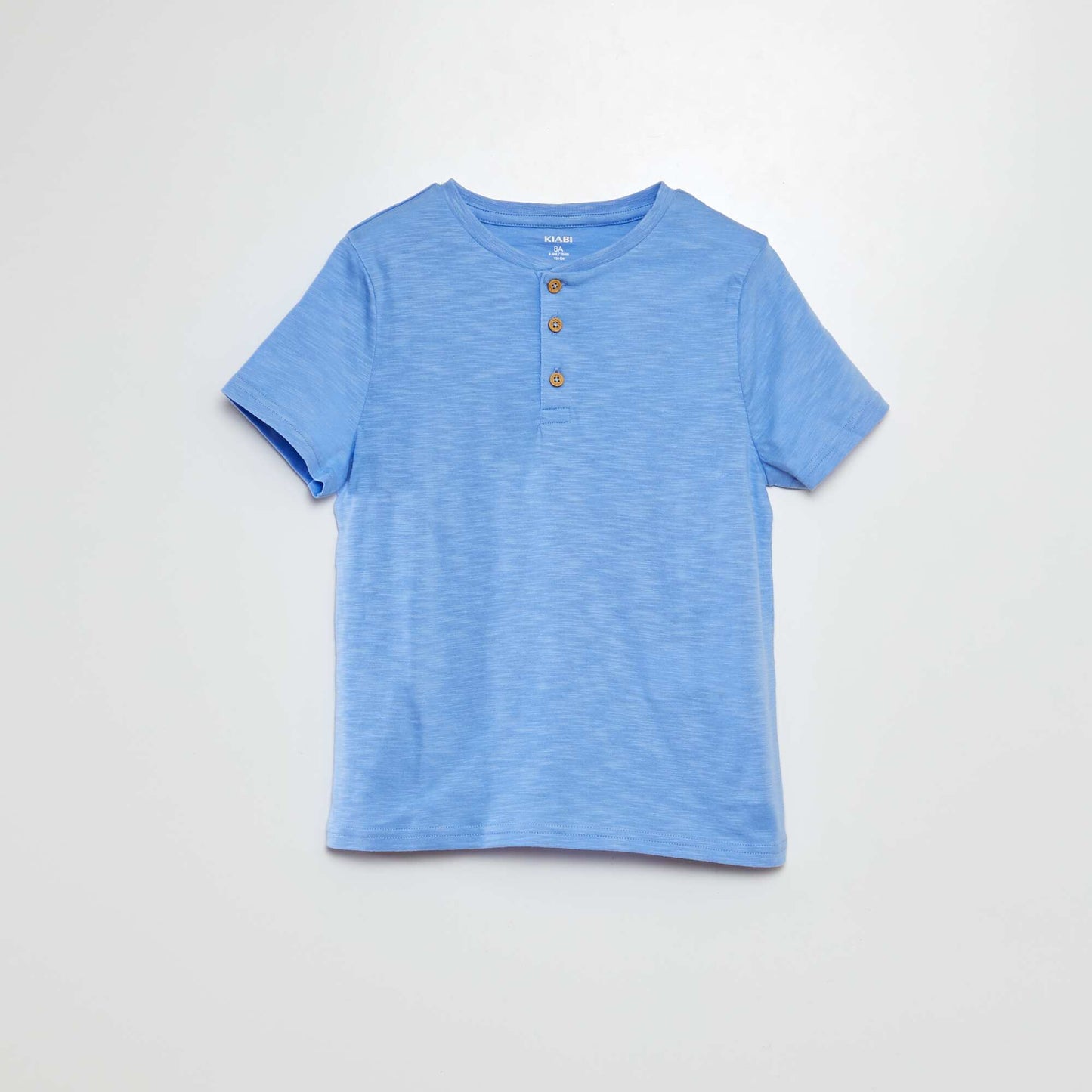 Short-sleeved T-shirt with grandad collar BLUE