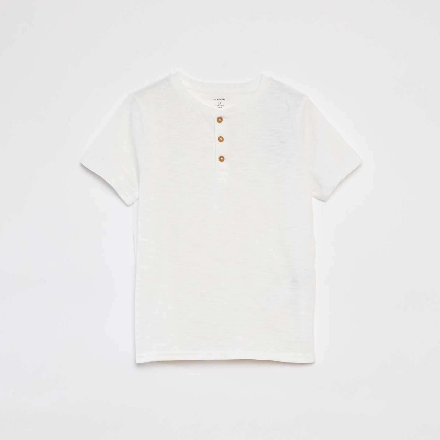Short-sleeved T-shirt with grandad collar WHITE