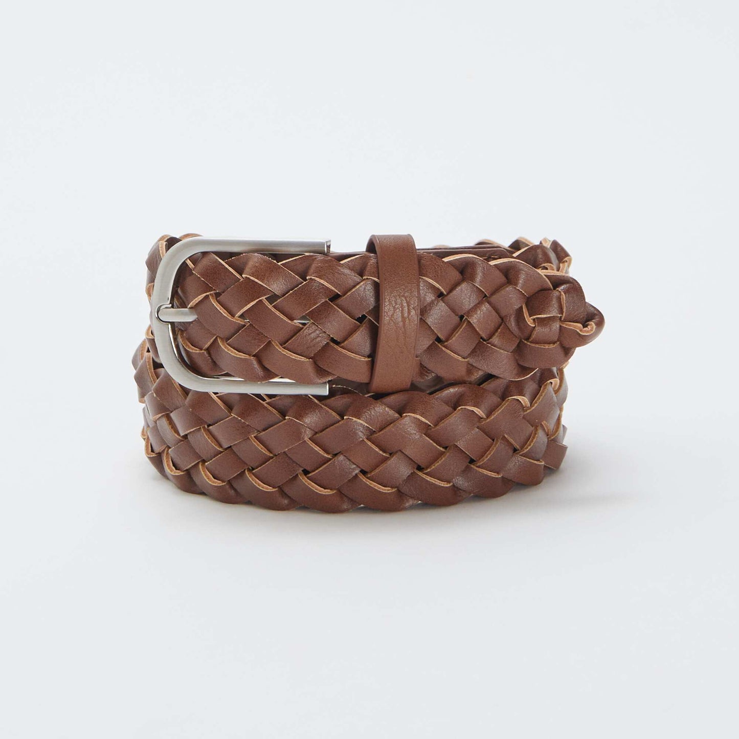 Braided faux leather belt BROWN