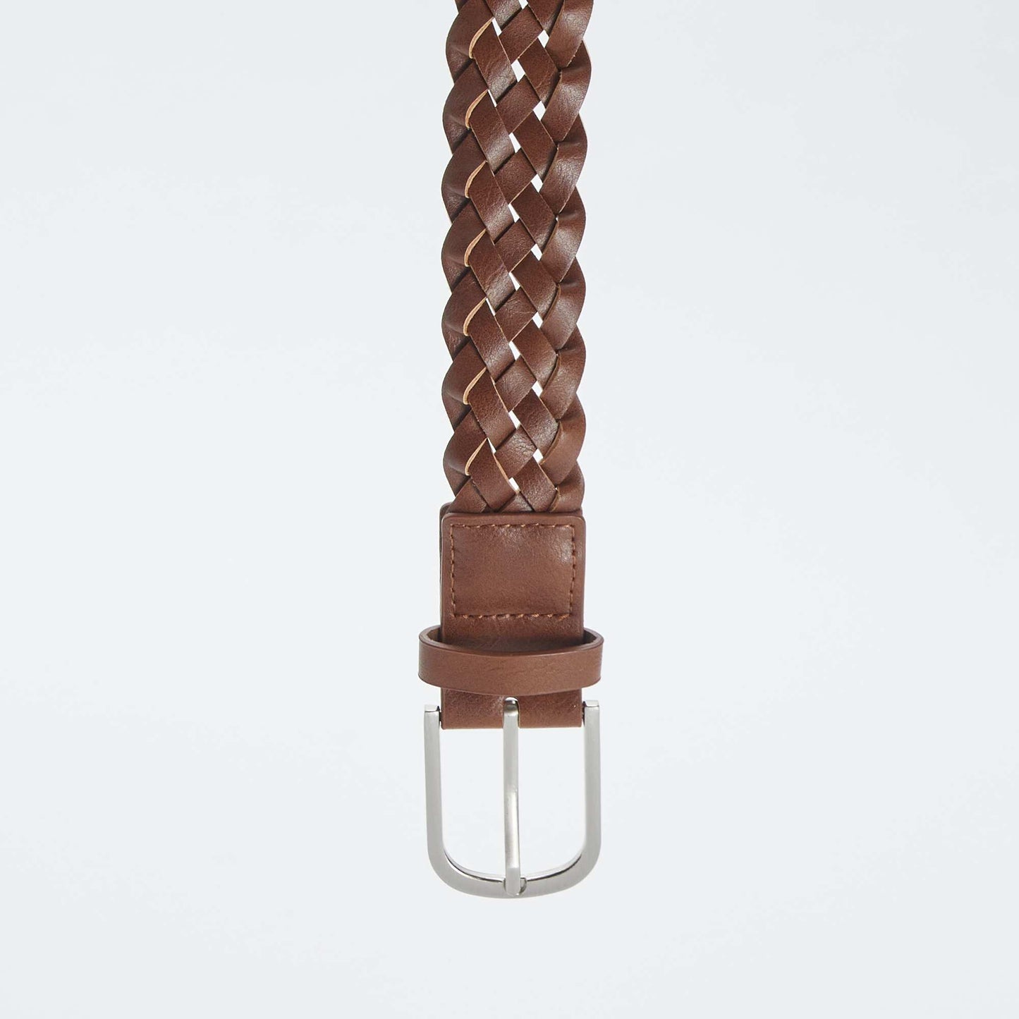 Braided faux leather belt BROWN