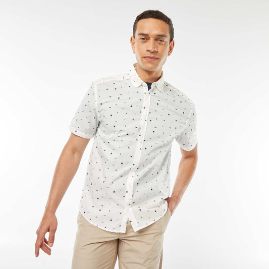 Short-sleeved straight-cut shirt BLUE