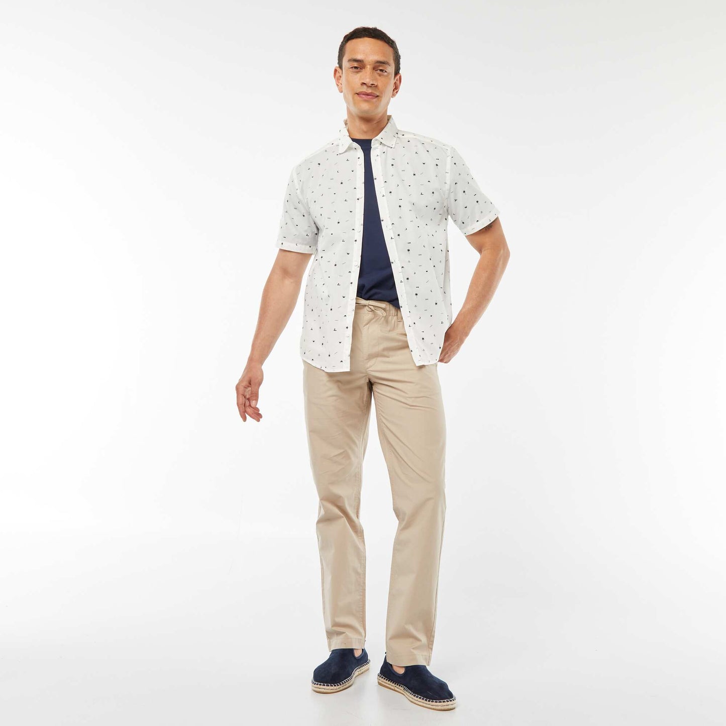 Short-sleeved straight-cut shirt BLUE