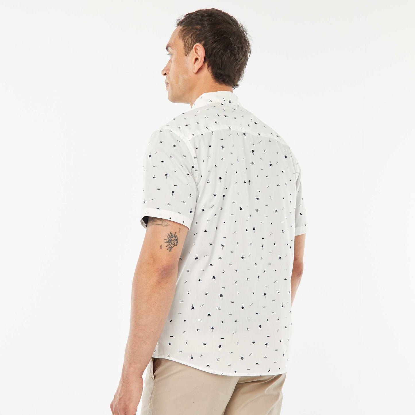 Short-sleeved straight-cut shirt BLUE