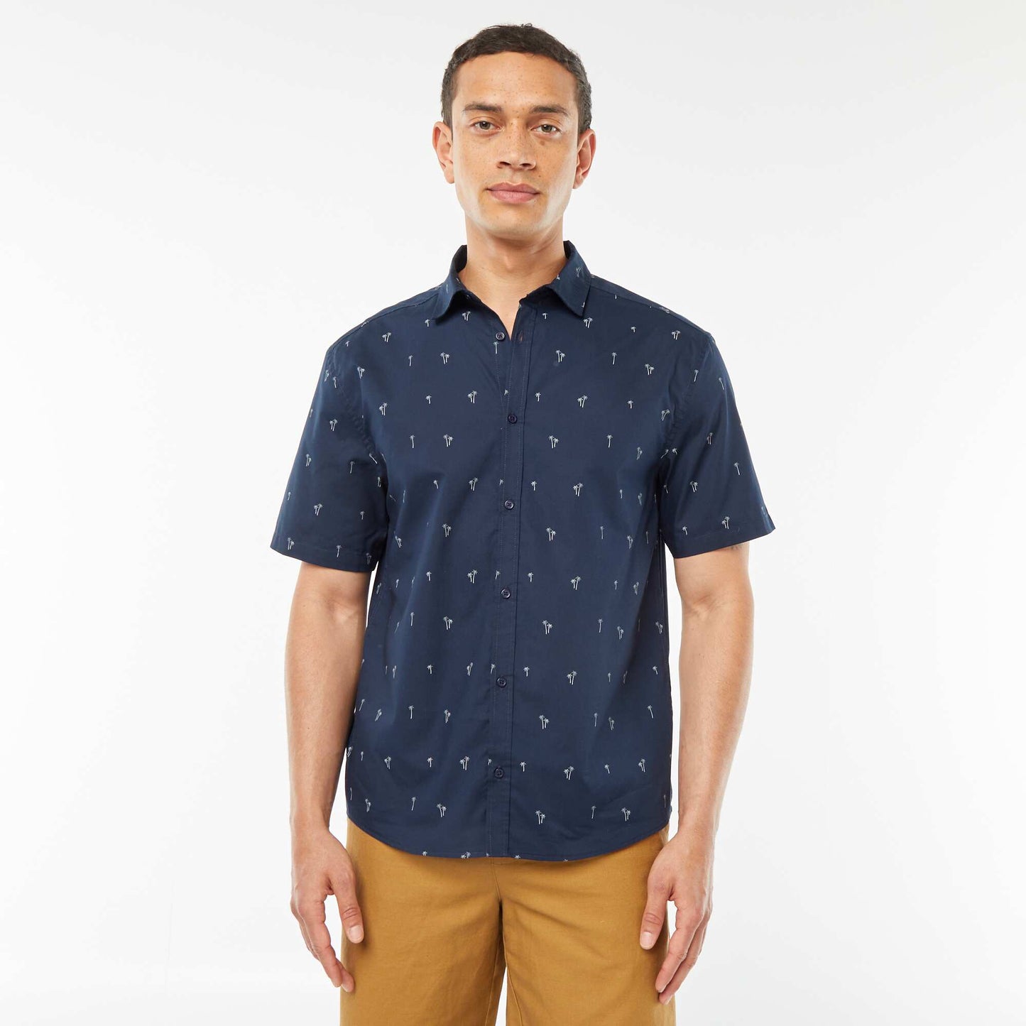 Short-sleeved straight-cut shirt WHITE