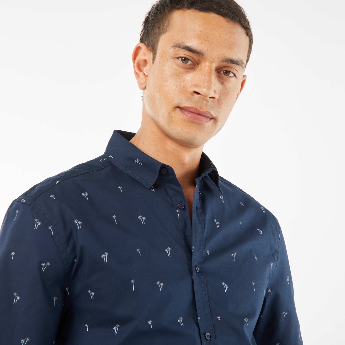 Short-sleeved straight-cut shirt WHITE