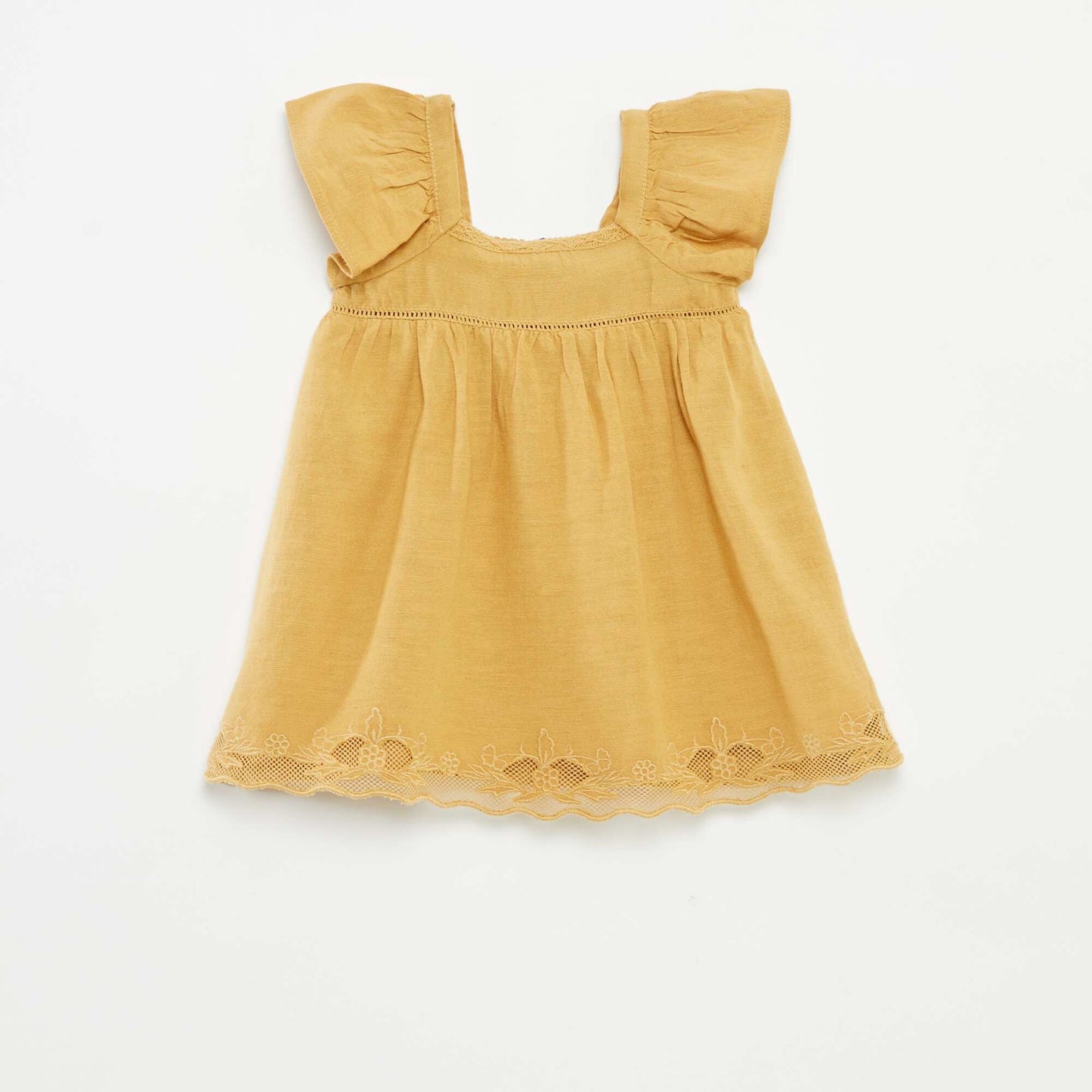 Sleeveless dress with embroidery BEIGE