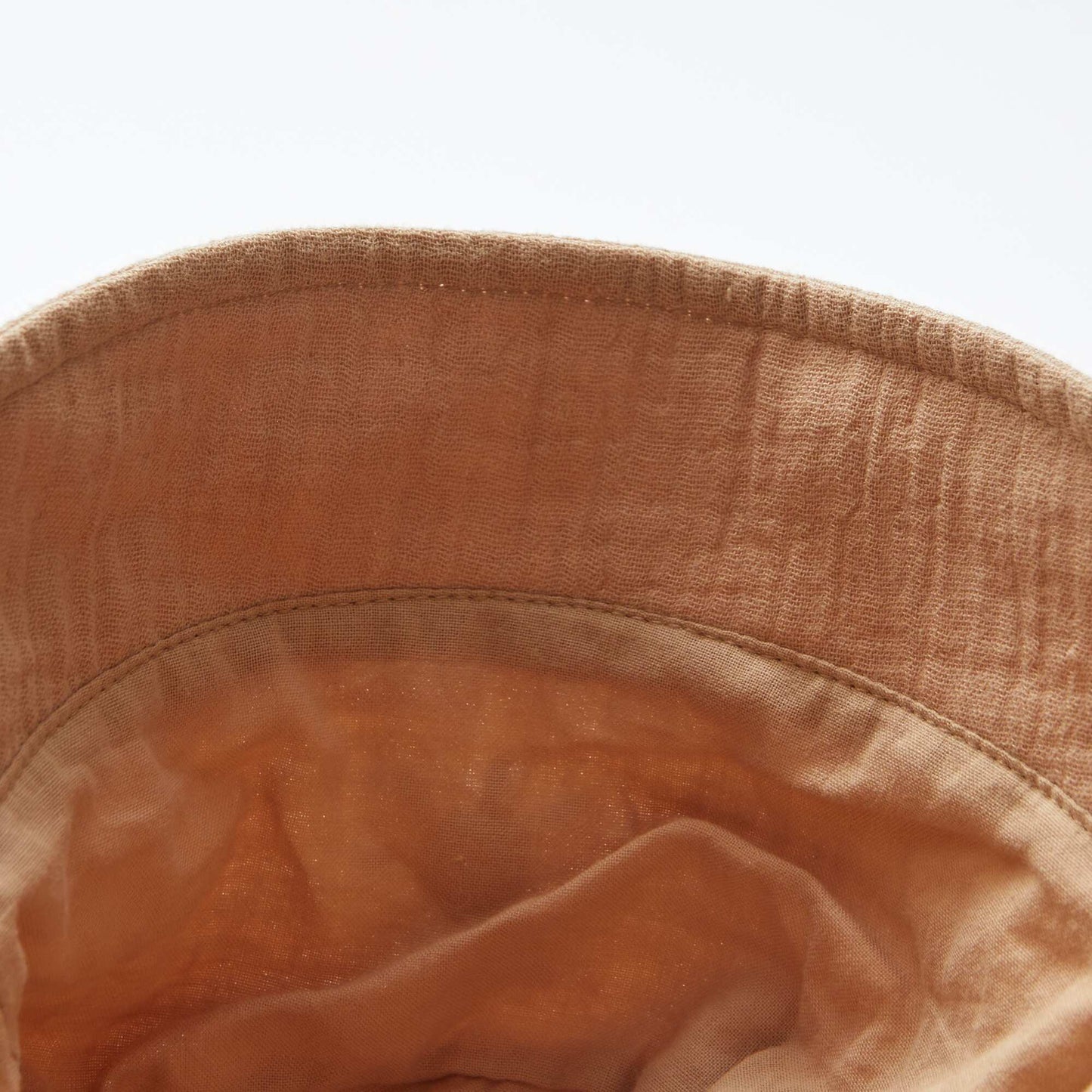 Cotton gauze bucket hat with embroidered sun BEIGE