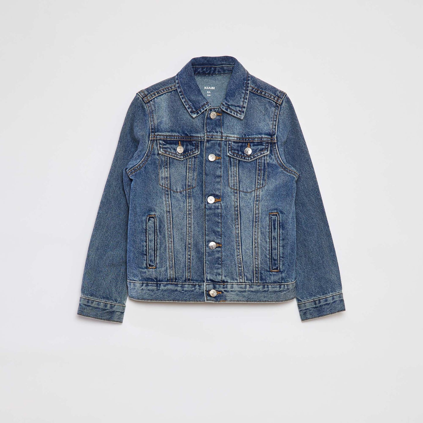 Denim jacket with button fastening BLUE
