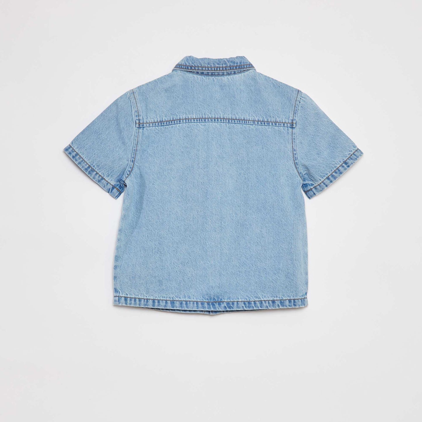 Short-sleeved denim shirt BLUE