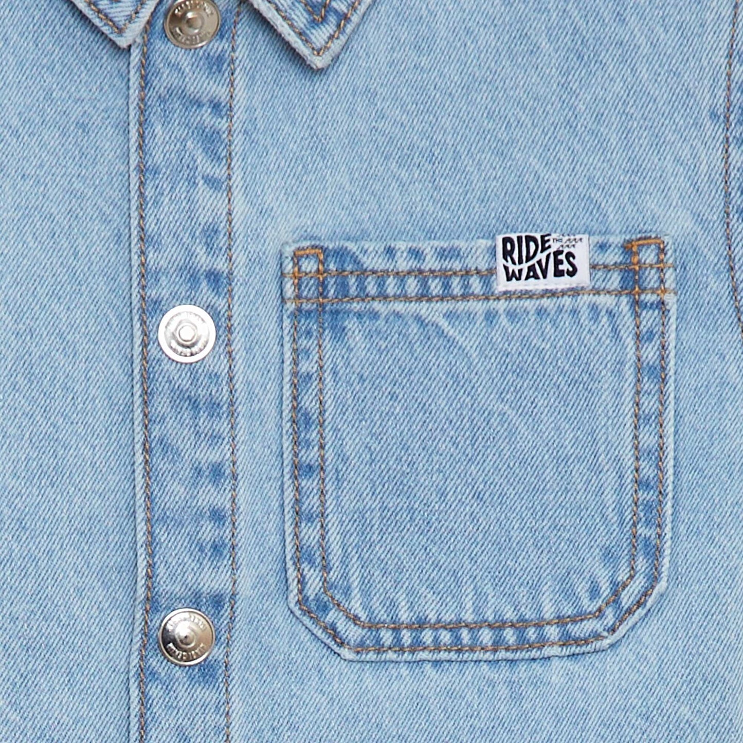 Short-sleeved denim shirt BLUE