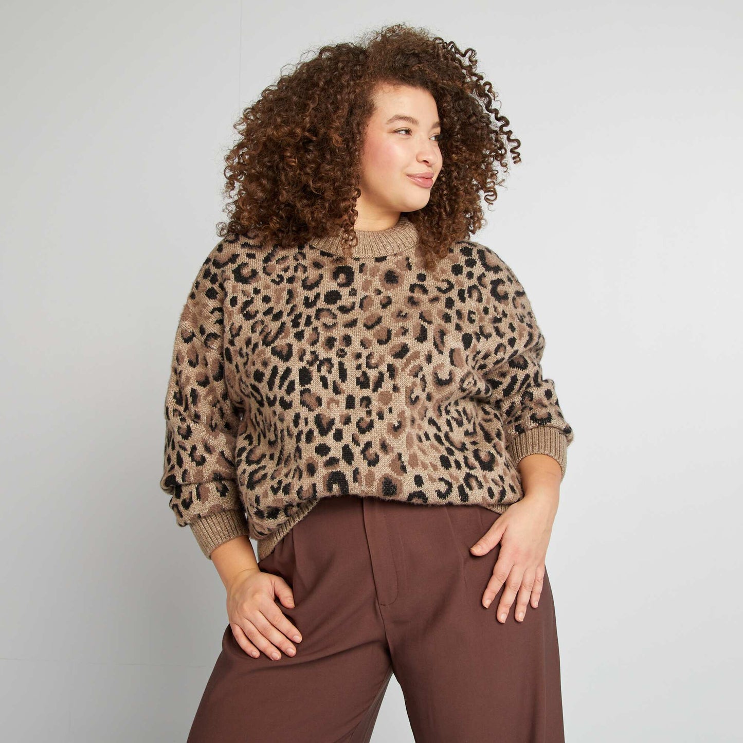 Leopard print jumper BROWN