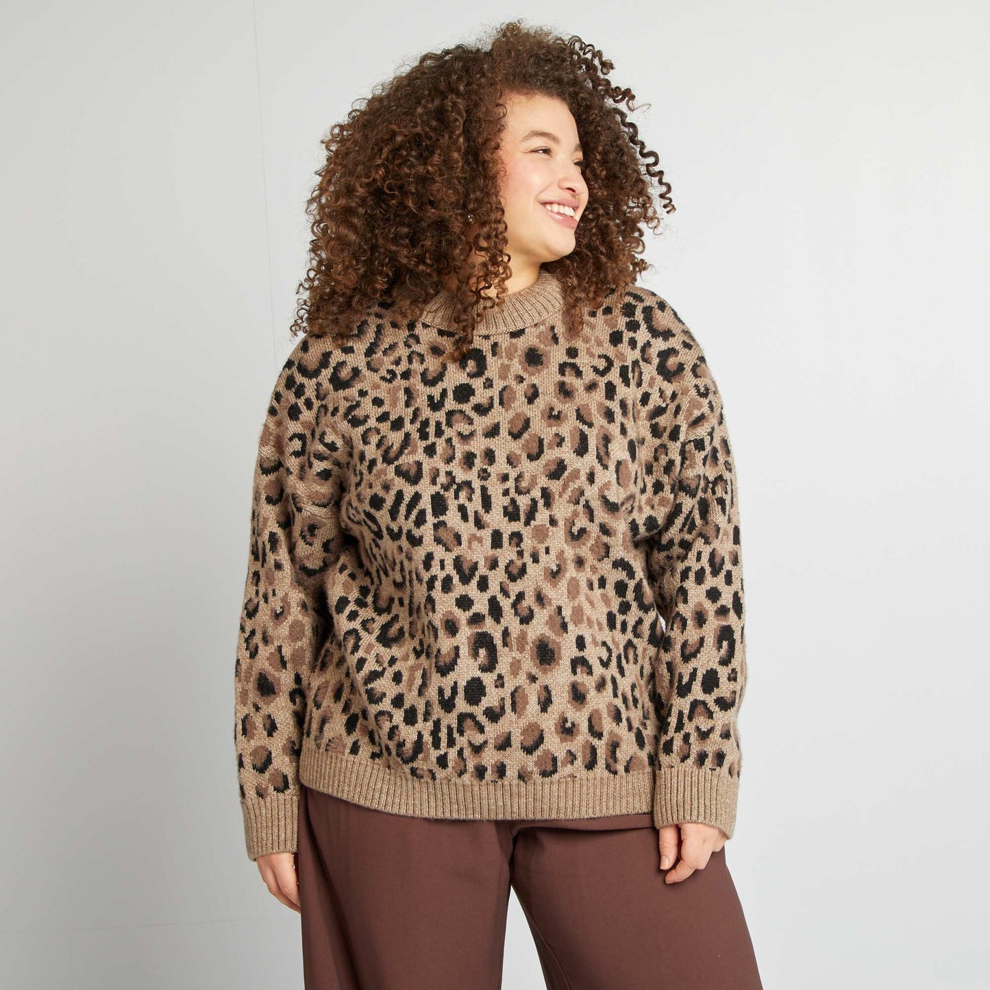 Leopard print jumper BROWN