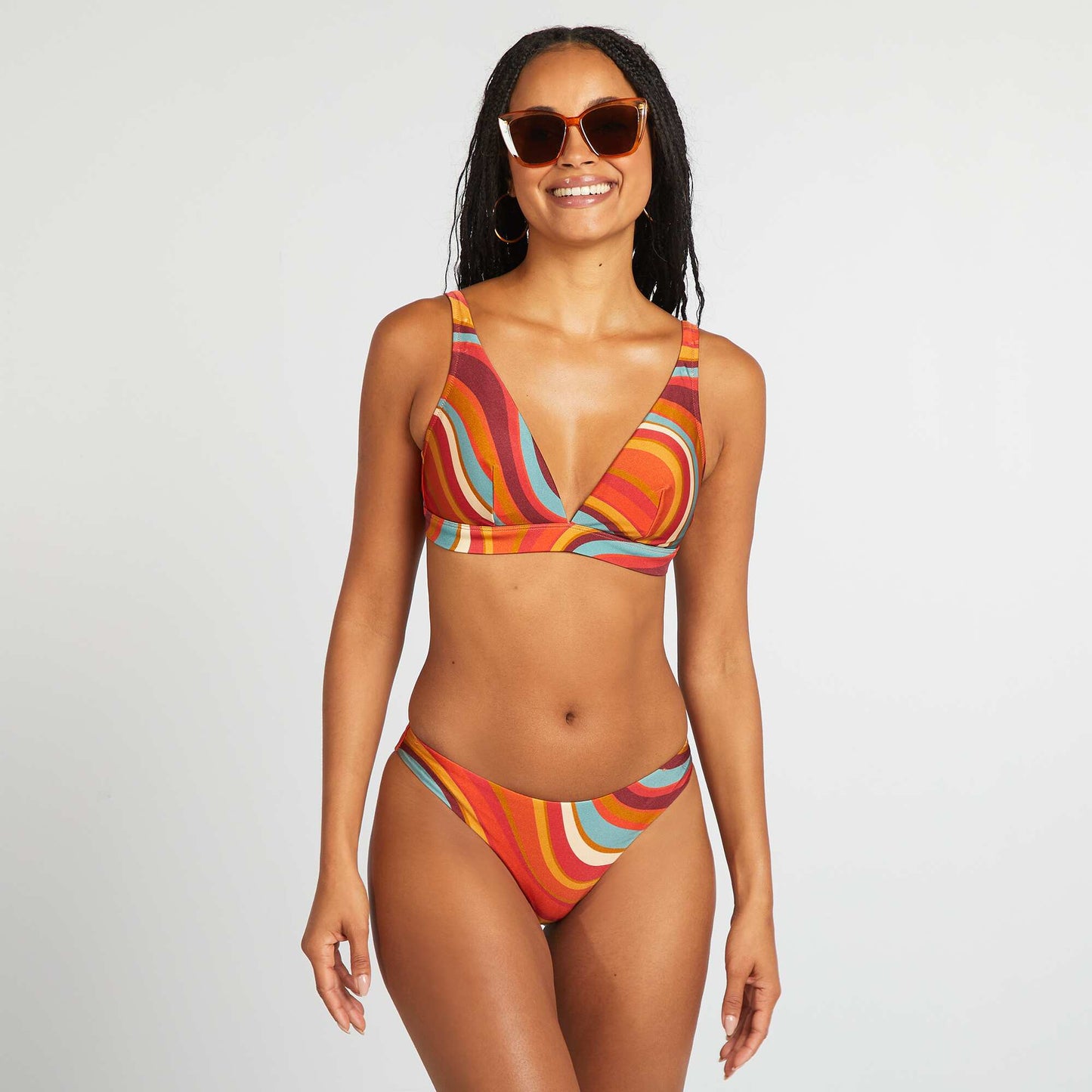 Psychedelic print bikini top ORANGE