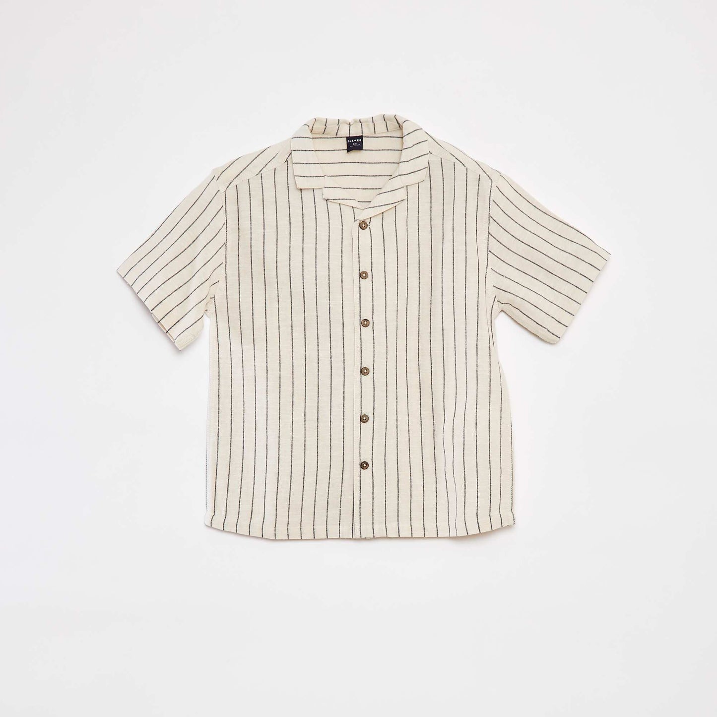 Short-sleeved linen-blend shirt BEIGE