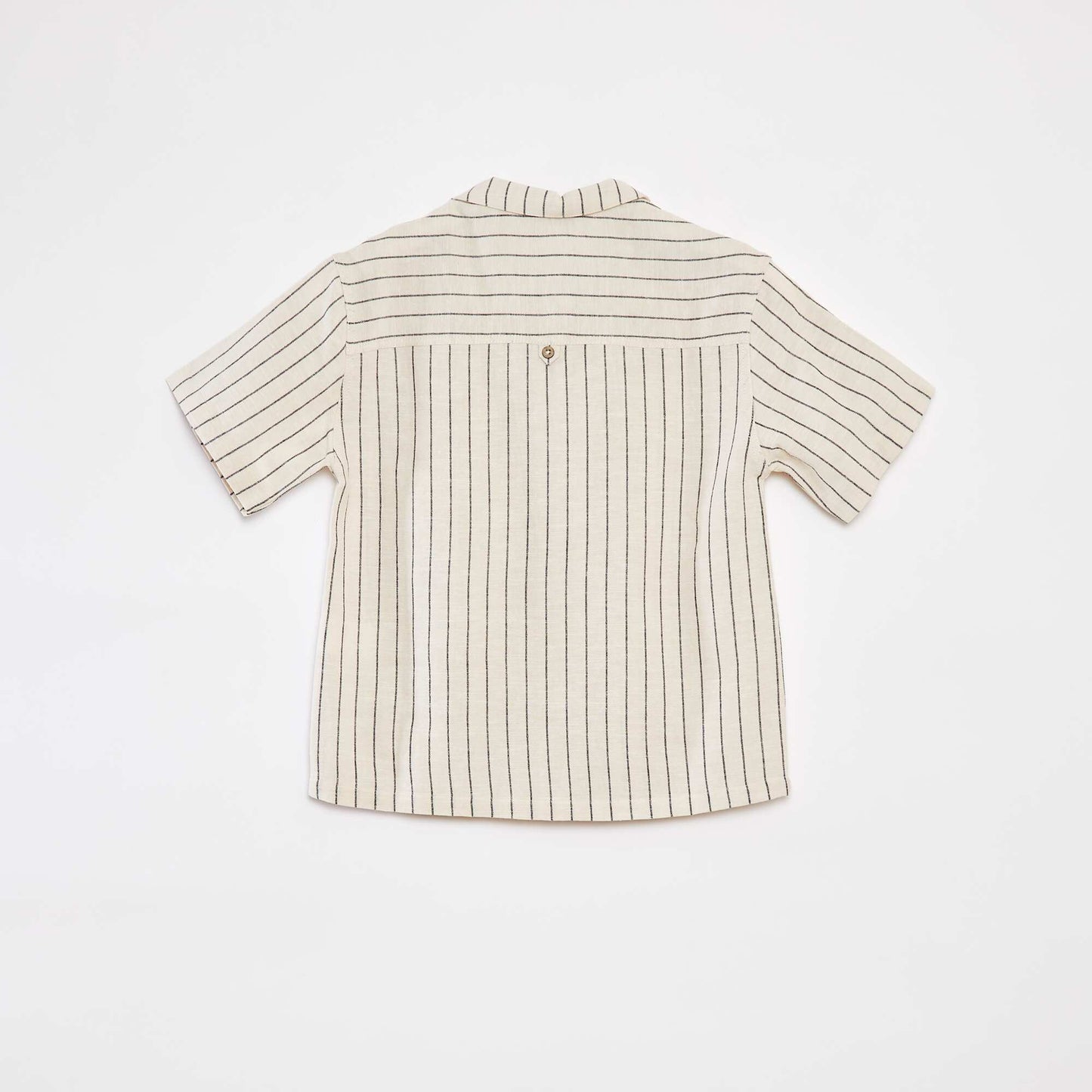 Short-sleeved linen-blend shirt BEIGE