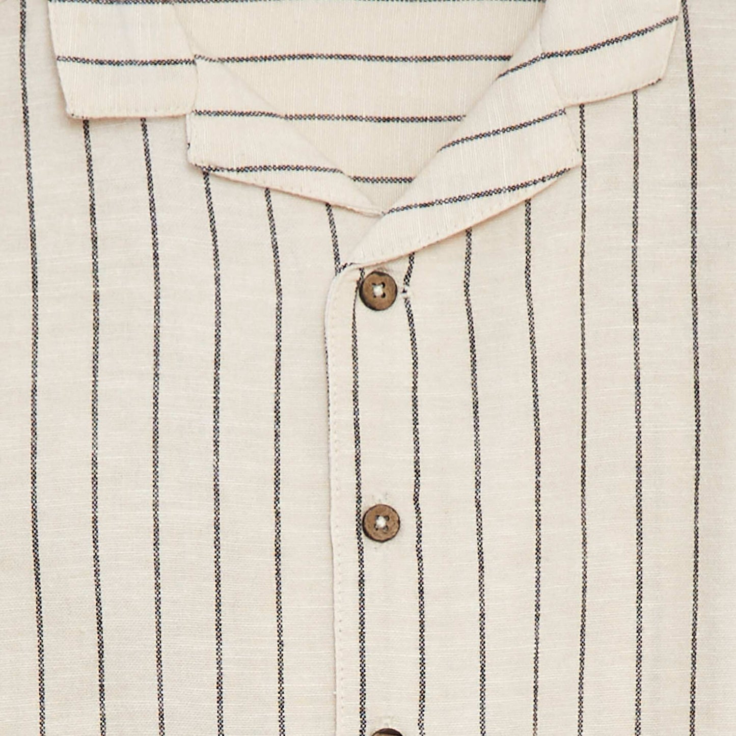 Short-sleeved linen-blend shirt BEIGE