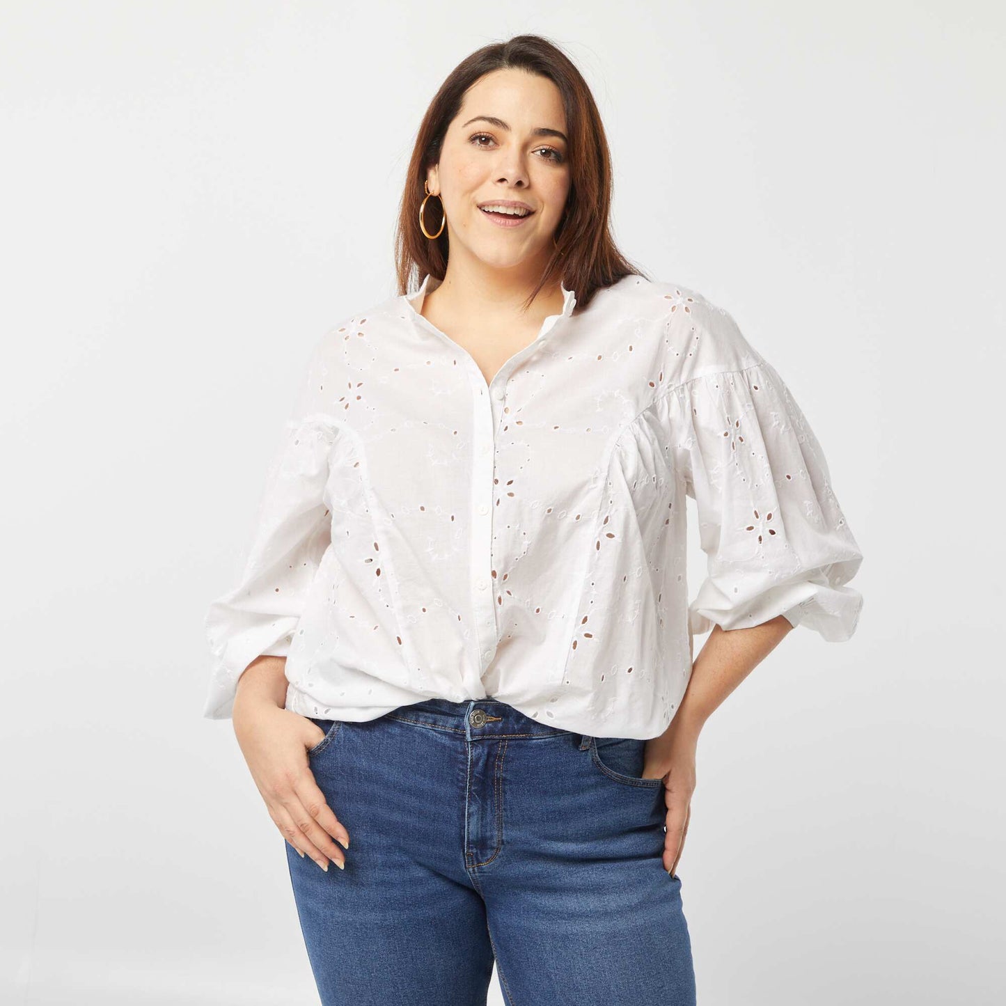Broderie anglaise blouse WHITE