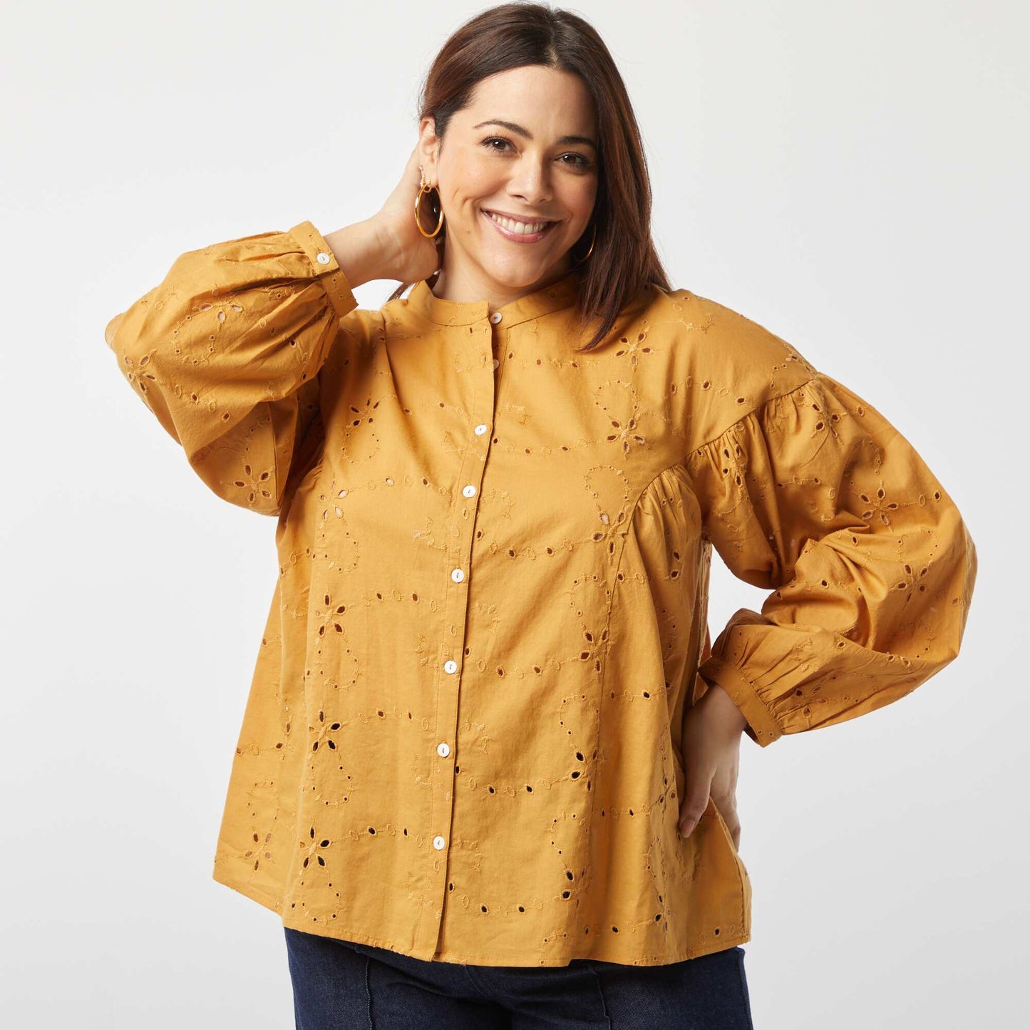 Broderie anglaise blouse BEIGE