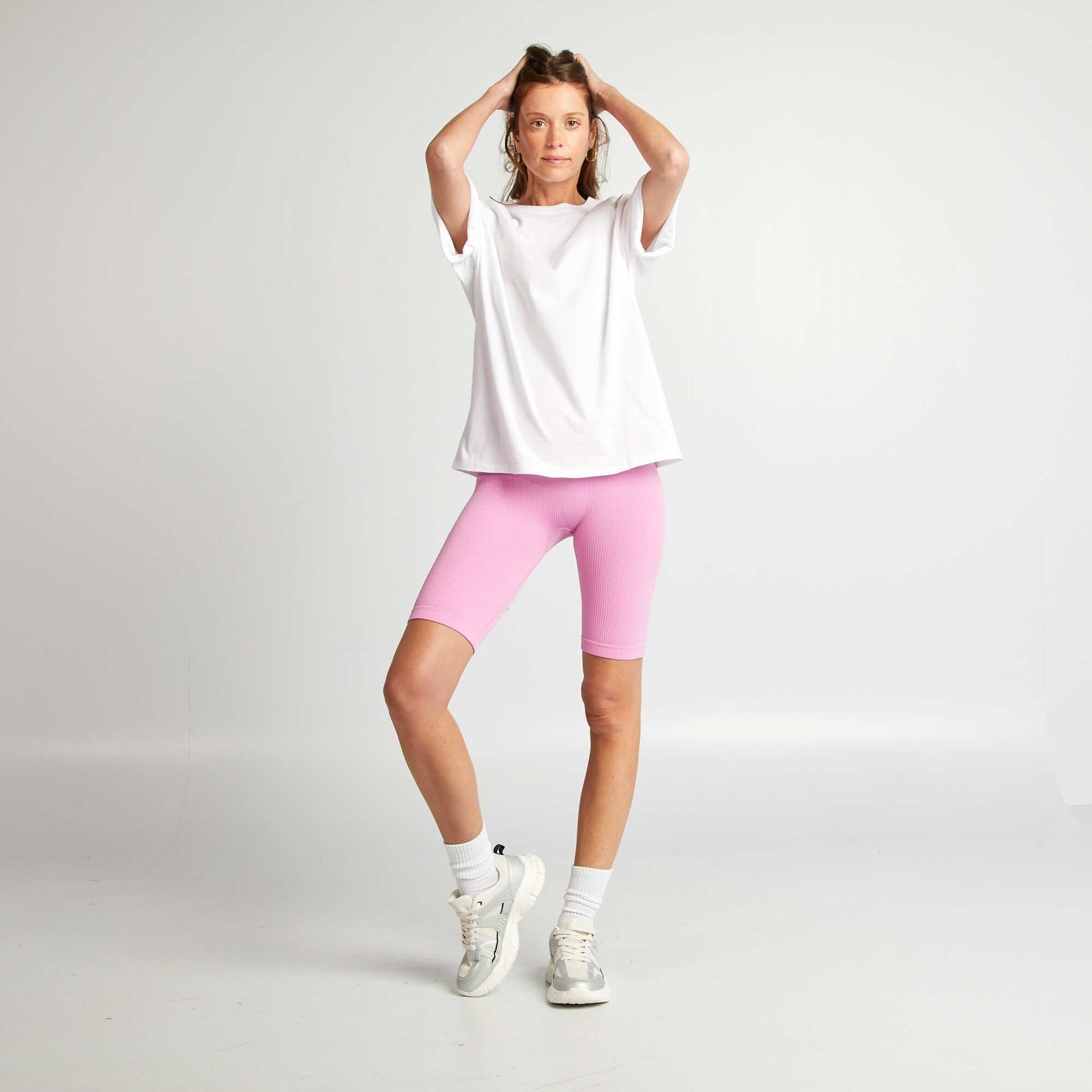 Ribbed knit cycling shorts PINK