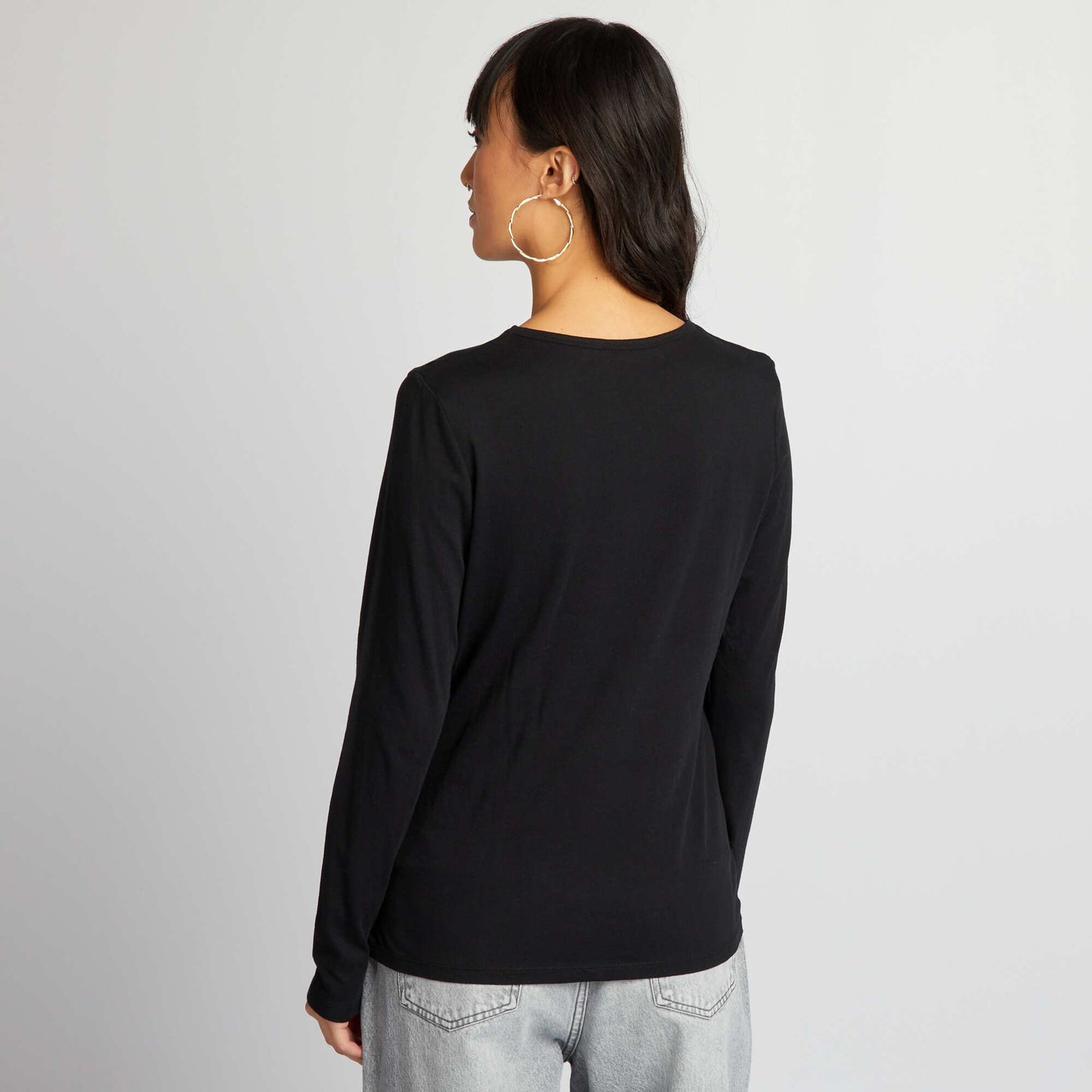 Long-sleeved jersey T-shirt black