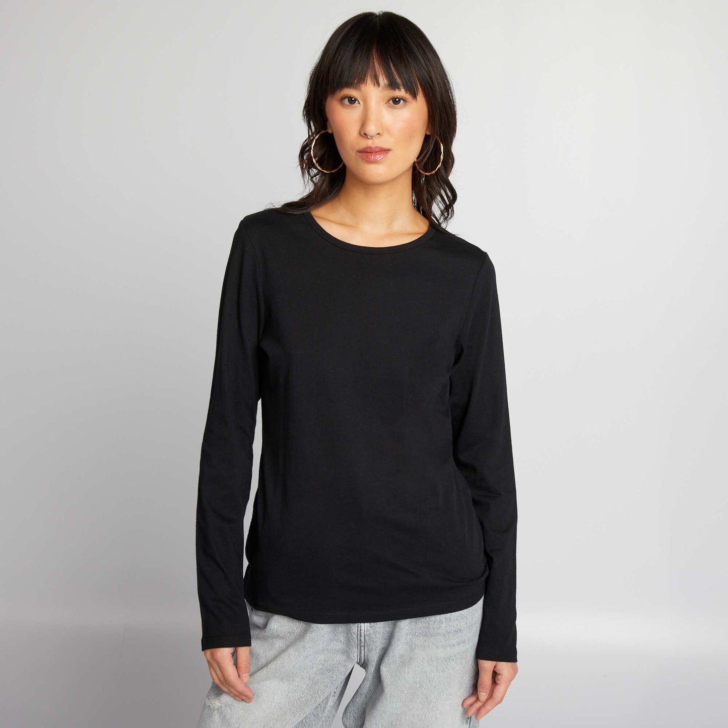 Long-sleeved jersey T-shirt black