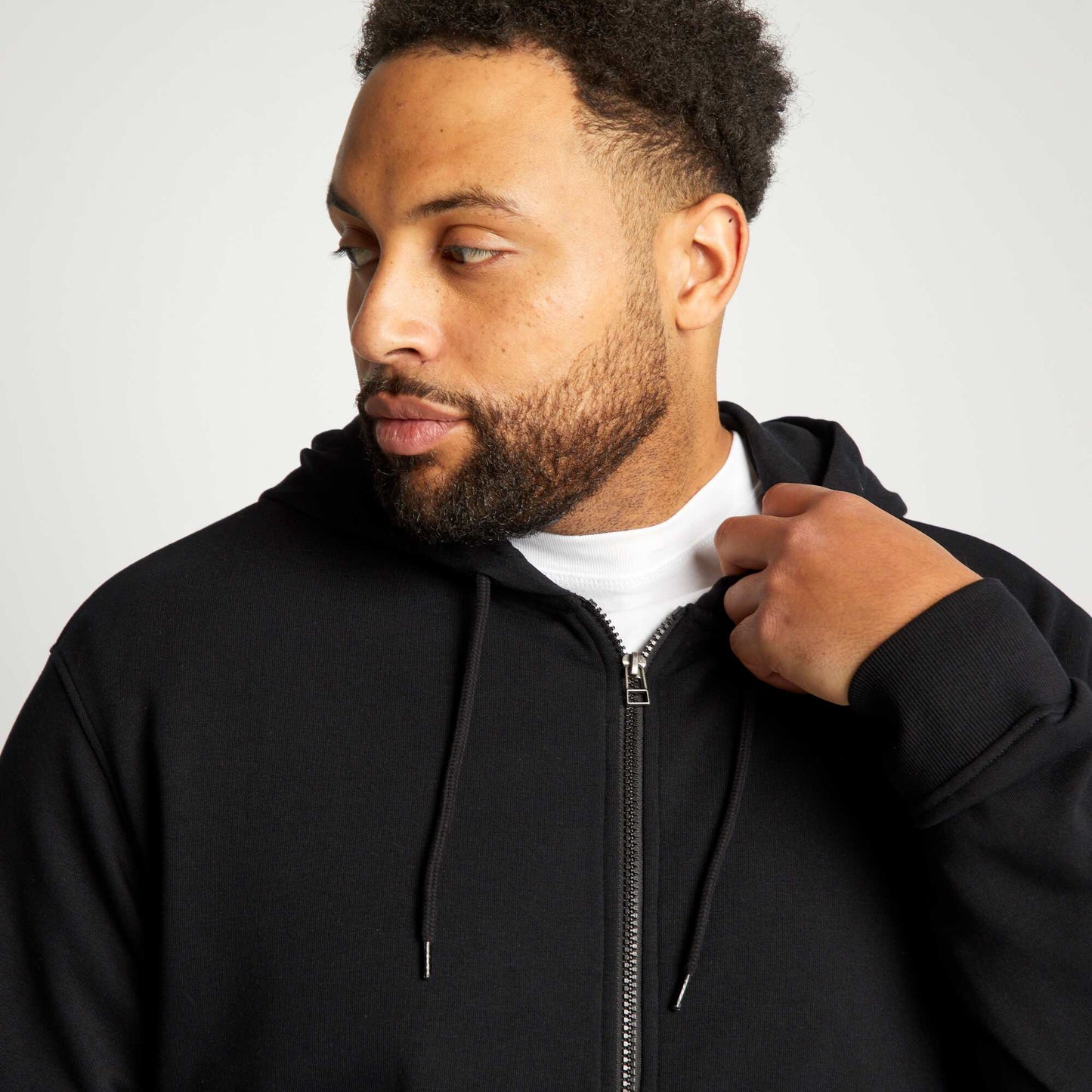 Zip-up sweatshirt fabric hoodie REAL BLACK