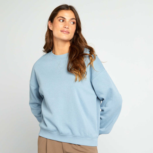 Plain sweatshirt fabric sweater BLUE