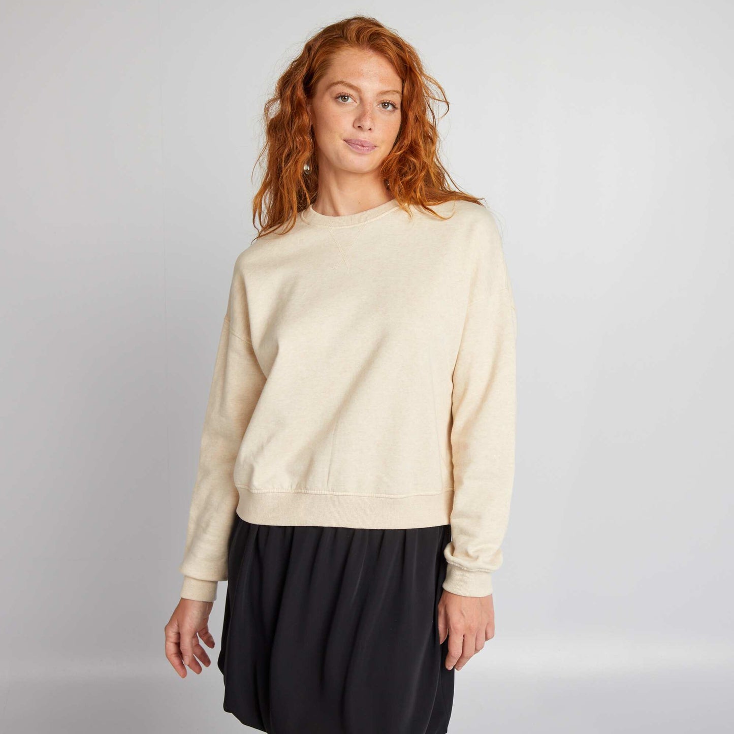 Plain sweatshirt fabric sweater WHITE