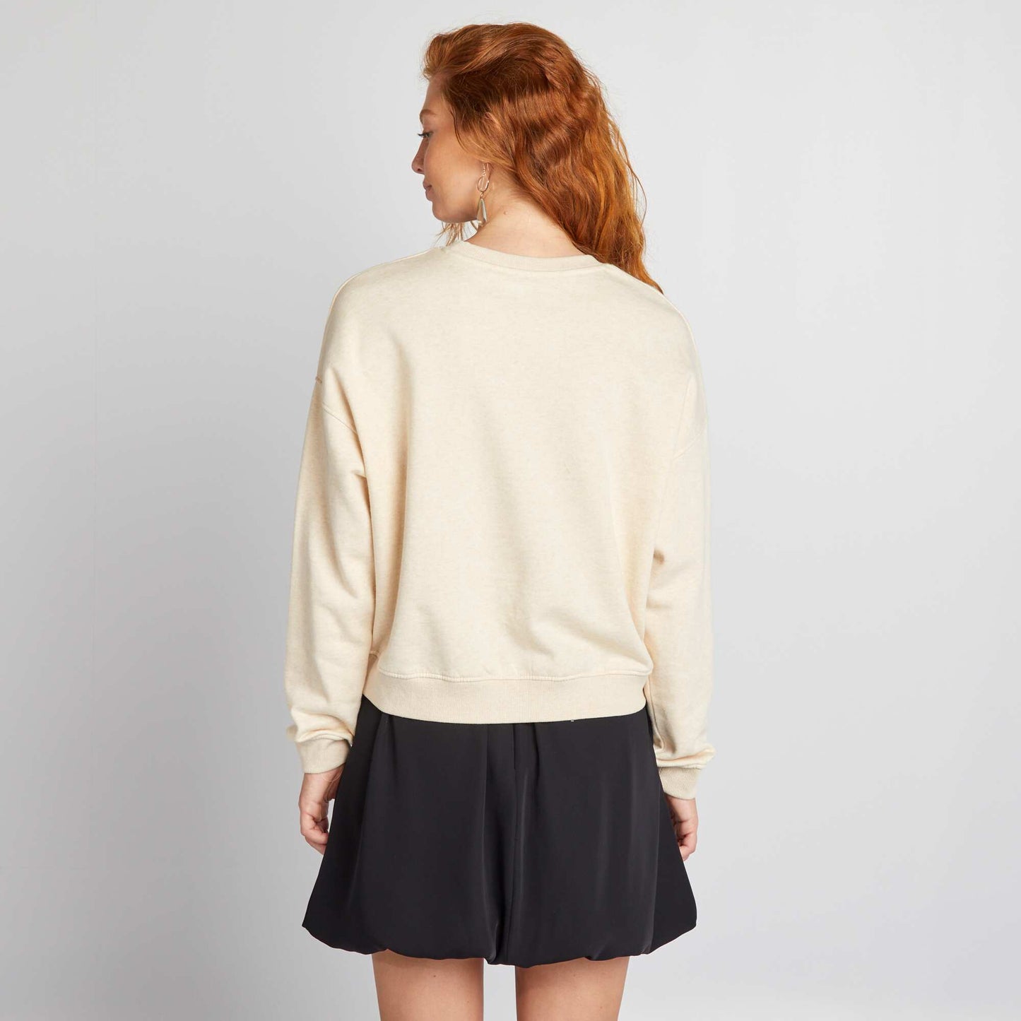 Plain sweatshirt fabric sweater WHITE