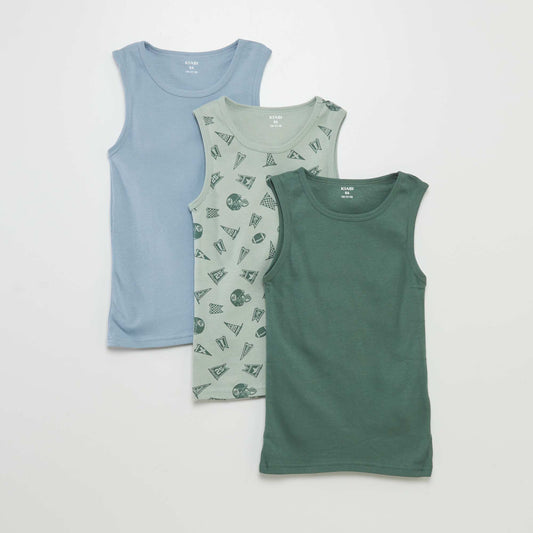 Pack of 3 vest tops GREEN