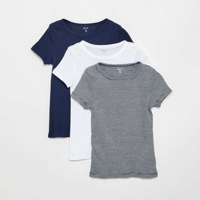 Pack of 3 short-sleeved vests BLUE