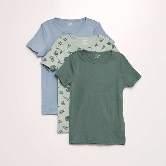 Pack of 3 short-sleeved vests GREEN