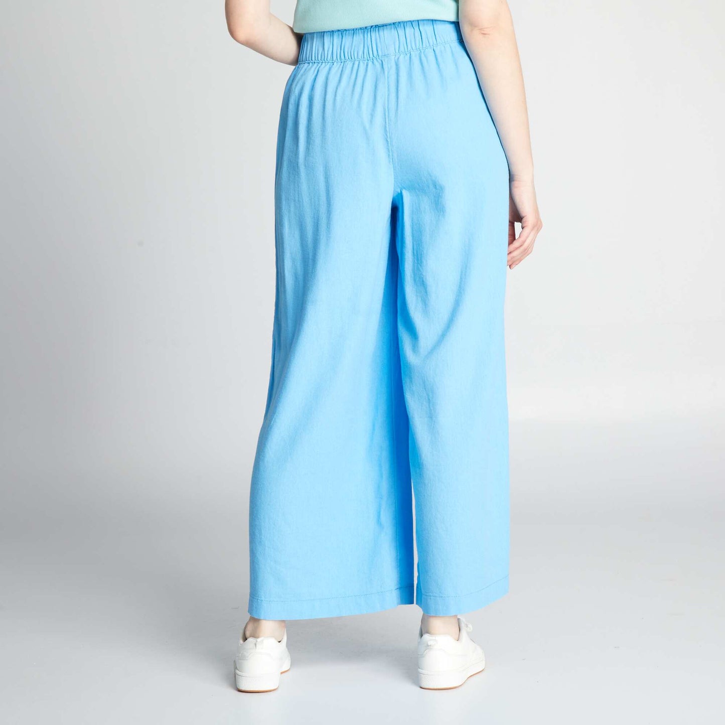 Wide-leg linen trousers blue