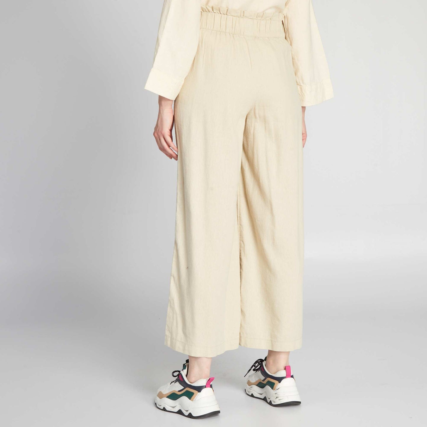 Wide-leg linen trousers BEIGE