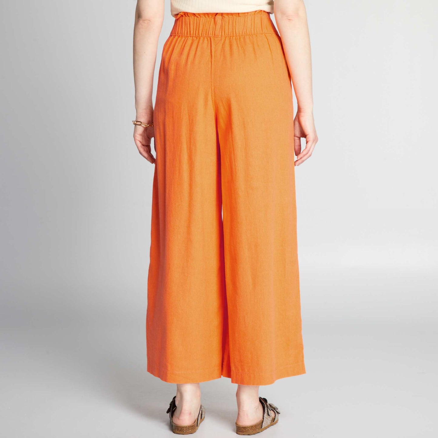 Wide-leg linen trousers ORANGE