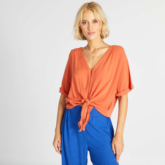 Flowing crêpe blouse orange